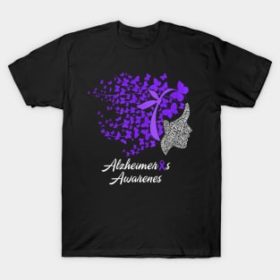 Alzheimer's Awareness Alzheimers Purple Butterflies T-Shirt